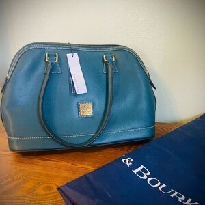 Dooney & Bourke Teal Dome Saffiano Leather Satchel